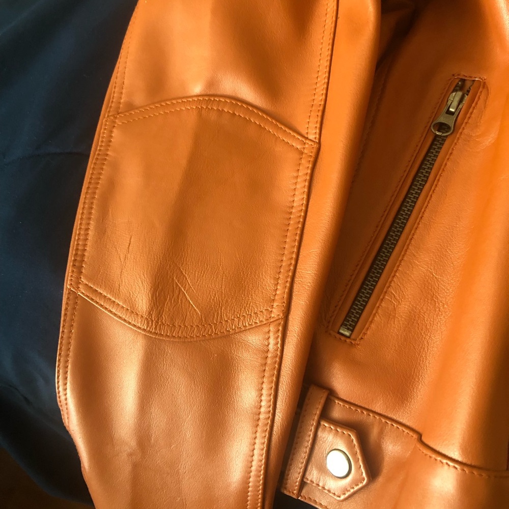 Brand new leather jacket. Color Cognac or Hickory . 100% real Lambskin leather - Picture 11 of 14